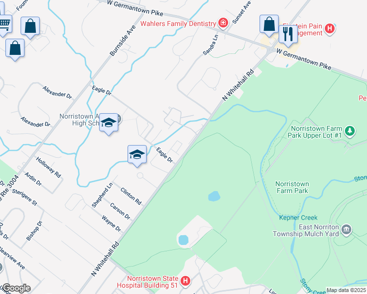 map of restaurants, bars, coffee shops, grocery stores, and more near 425 Cherry Street in Norristown