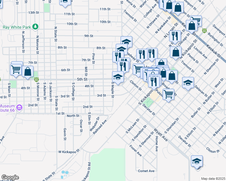 map of restaurants, bars, coffee shops, grocery stores, and more near 101-199 4th St in Lincoln