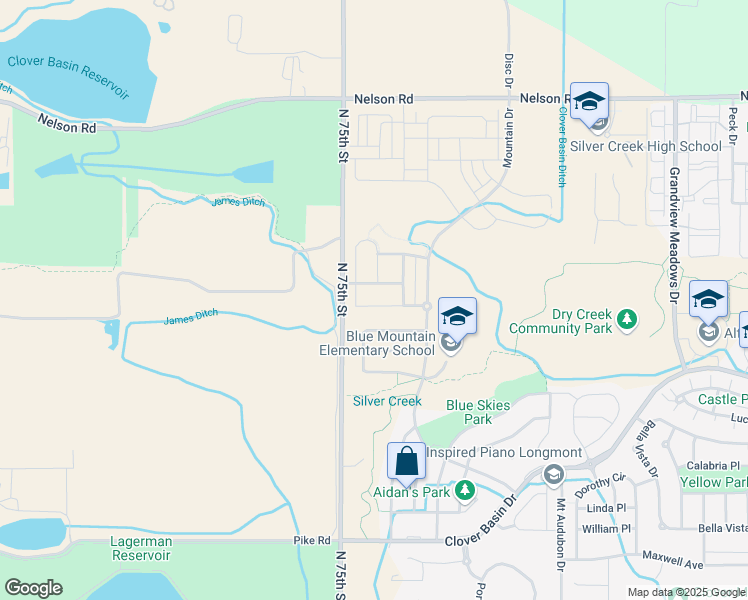 map of restaurants, bars, coffee shops, grocery stores, and more near 5834 Boundary Place in Longmont