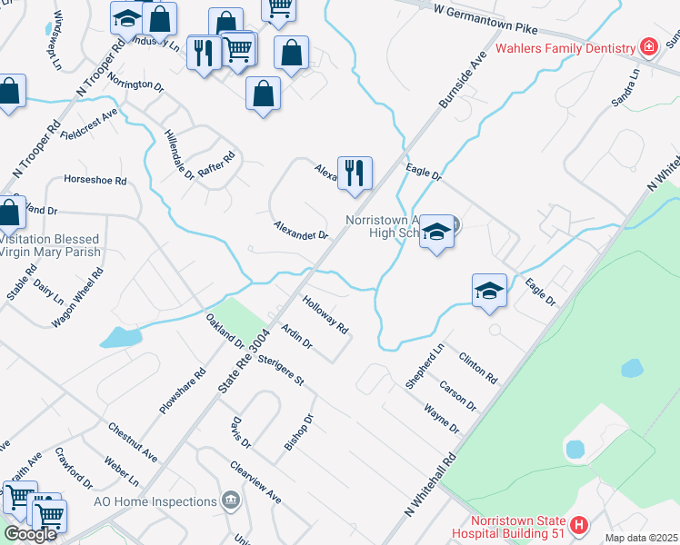 map of restaurants, bars, coffee shops, grocery stores, and more near 360 Burnside Avenue in Eagleville