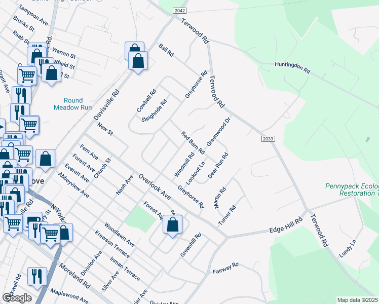 map of restaurants, bars, coffee shops, grocery stores, and more near 167 Windmill Road in Willow Grove