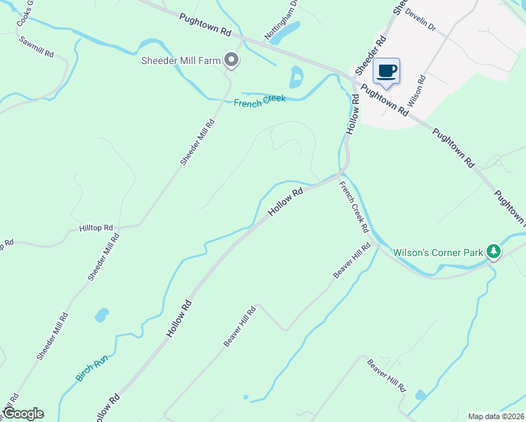 map of restaurants, bars, coffee shops, grocery stores, and more near 1685 Hollow Road in Chester Springs