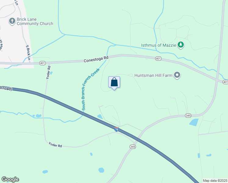 map of restaurants, bars, coffee shops, grocery stores, and more near 221 Ironstone Lane in Elverson