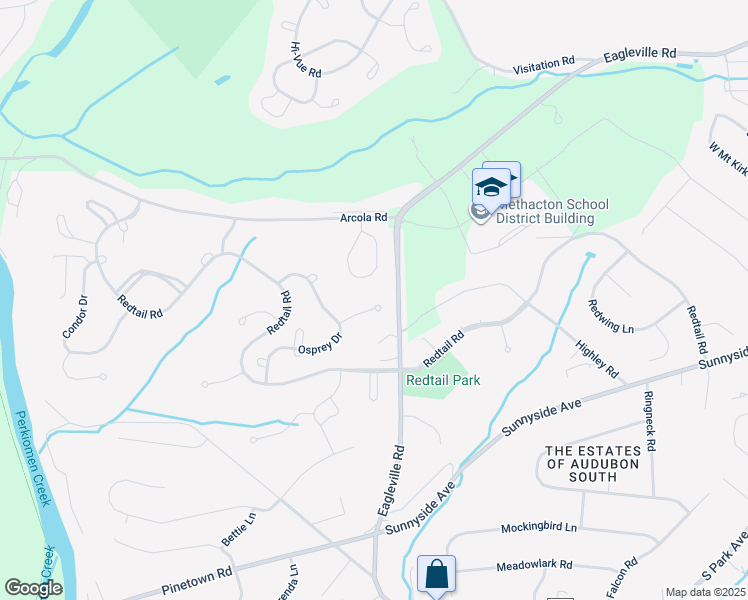 map of restaurants, bars, coffee shops, grocery stores, and more near 2109 Peregrine Circle in Eagleville