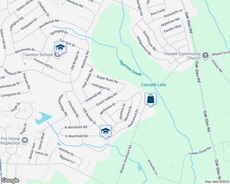 map of restaurants, bars, coffee shops, grocery stores, and more near 29 Dutch Valley Road in Howell Township