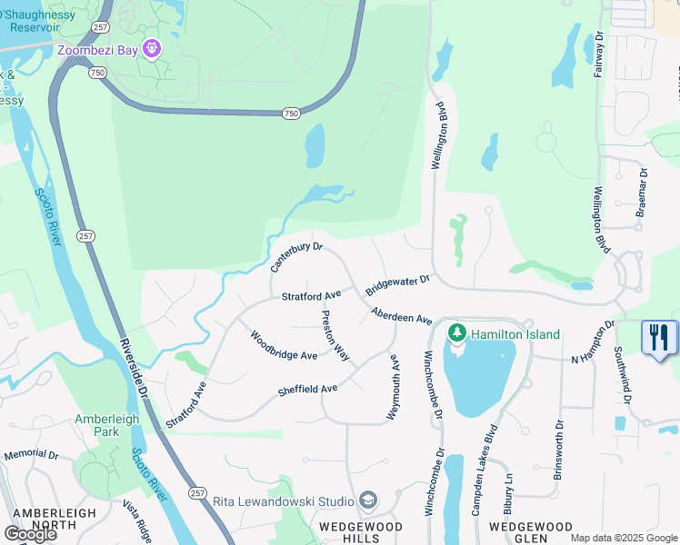 map of restaurants, bars, coffee shops, grocery stores, and more near 5047 Canterbury Drive in Powell
