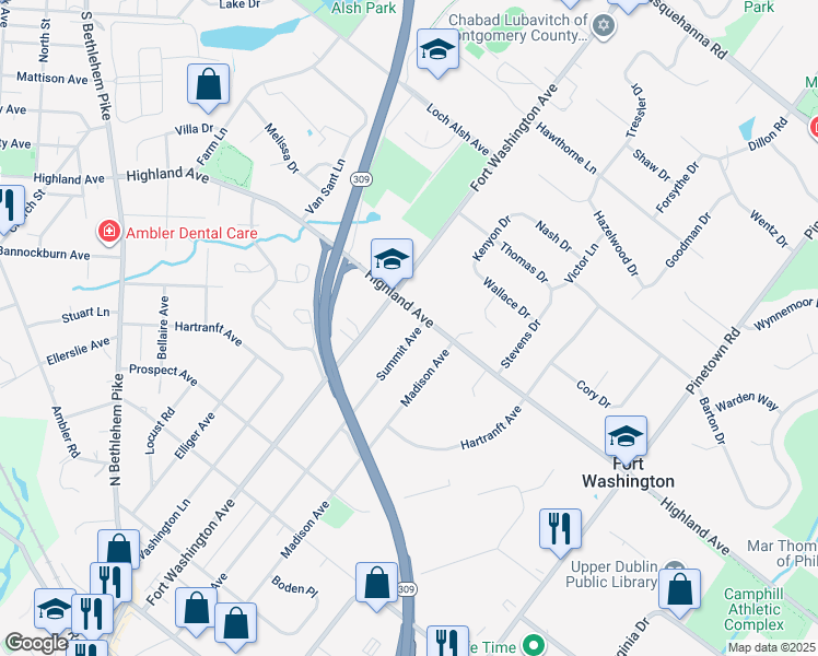 map of restaurants, bars, coffee shops, grocery stores, and more near 524 Summit Avenue in Fort Washington