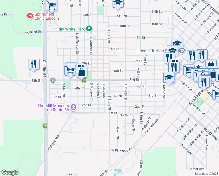 map of restaurants, bars, coffee shops, grocery stores, and more near 701 4th Street in Lincoln