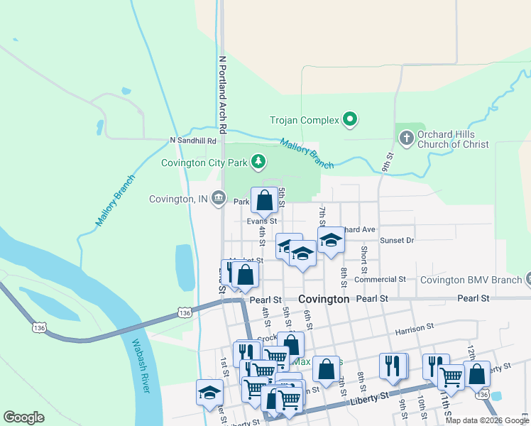 map of restaurants, bars, coffee shops, grocery stores, and more near 1308 4th St in Covington
