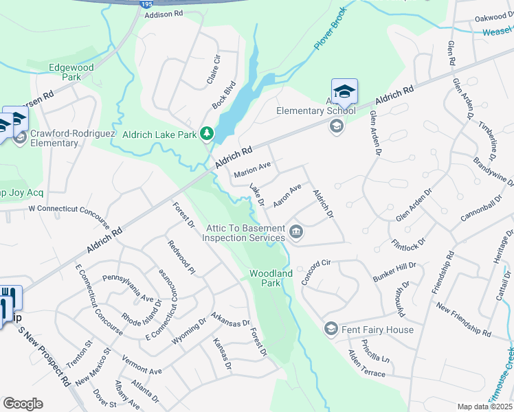 map of restaurants, bars, coffee shops, grocery stores, and more near 20 Lake Drive in Howell