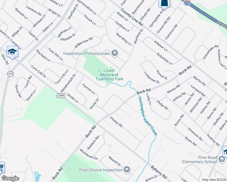 map of restaurants, bars, coffee shops, grocery stores, and more near 3660 Spring Run Road in Montgomery County