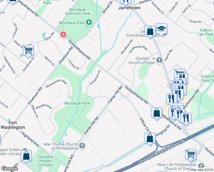 map of restaurants, bars, coffee shops, grocery stores, and more near 1353 Hideaway Circle in Fort Washington