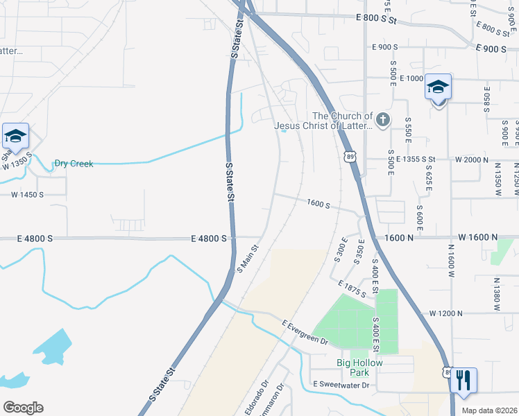 map of restaurants, bars, coffee shops, grocery stores, and more near 1662 South Main Street in Springville