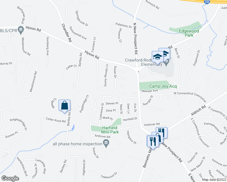 map of restaurants, bars, coffee shops, grocery stores, and more near 25 Neal Street in Jackson Township