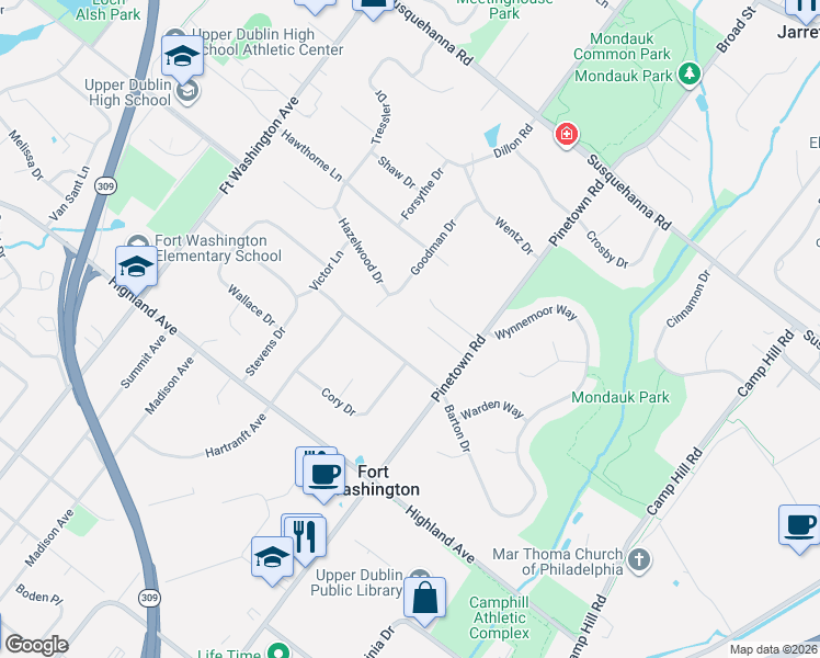 map of restaurants, bars, coffee shops, grocery stores, and more near 1324 Barton Drive in Fort Washington