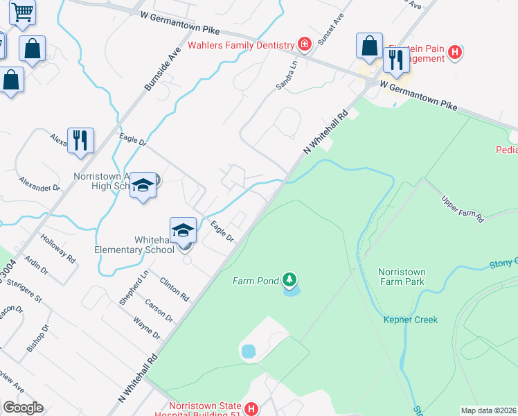 map of restaurants, bars, coffee shops, grocery stores, and more near in Montgomery County