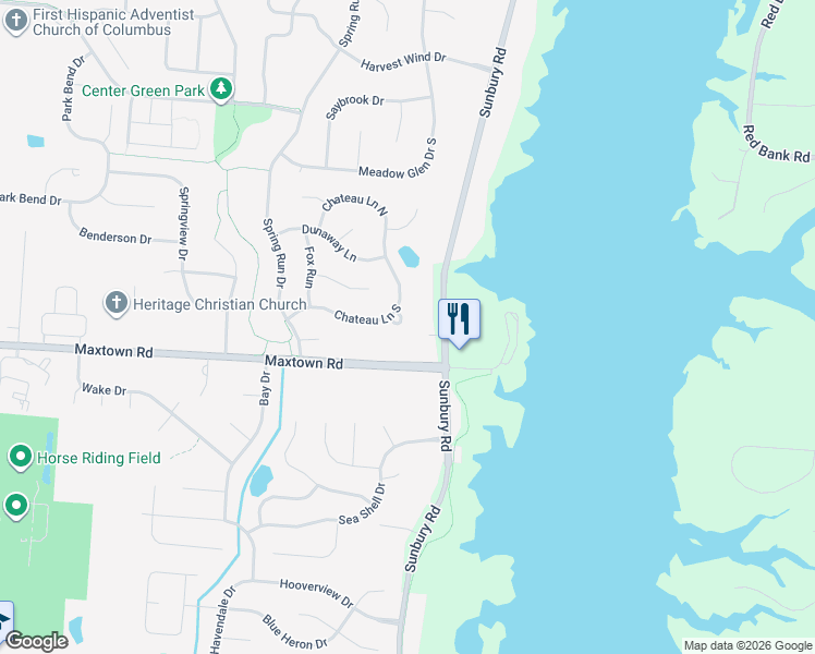 map of restaurants, bars, coffee shops, grocery stores, and more near 8162 Chateau Lane in Westerville