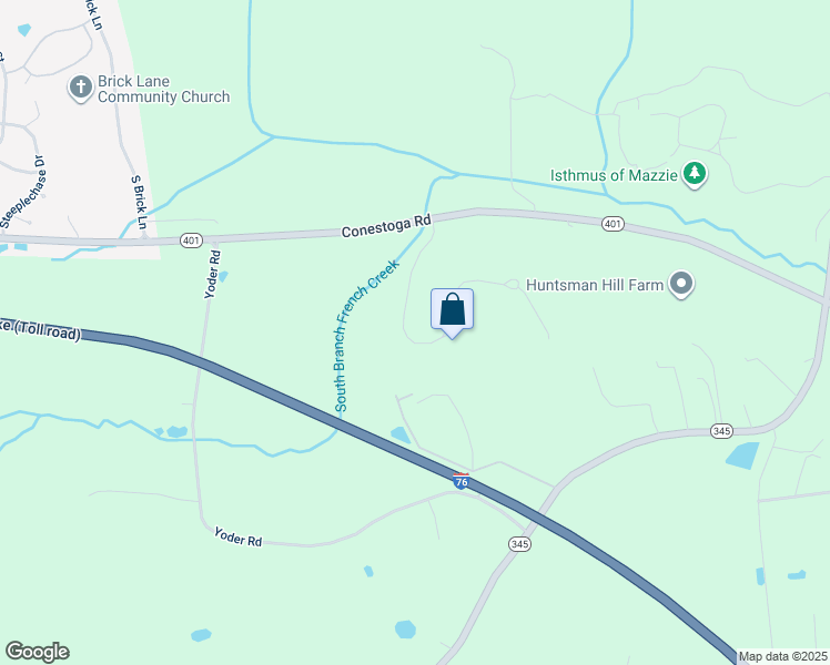 map of restaurants, bars, coffee shops, grocery stores, and more near 202 Ironstone Lane in Elverson