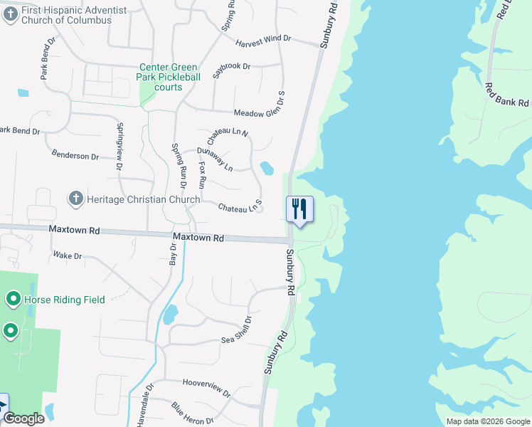 map of restaurants, bars, coffee shops, grocery stores, and more near 8162 Chateau Lane in Westerville