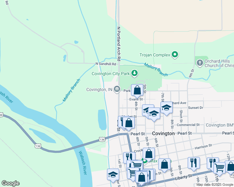map of restaurants, bars, coffee shops, grocery stores, and more near 1329 2nd Street in Covington