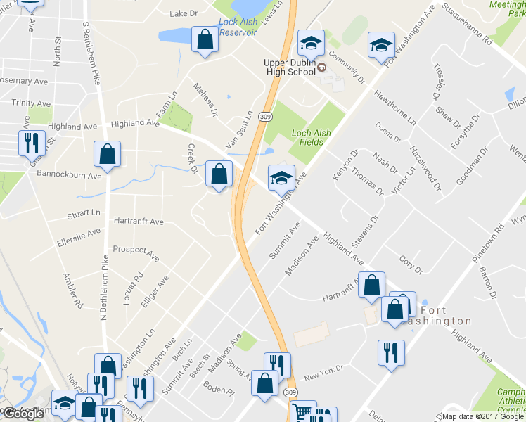 map of restaurants, bars, coffee shops, grocery stores, and more near 532 Fort Washington Avenue in Fort Washington