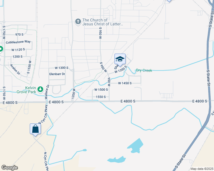 map of restaurants, bars, coffee shops, grocery stores, and more near 1482 South 950 West in Springville