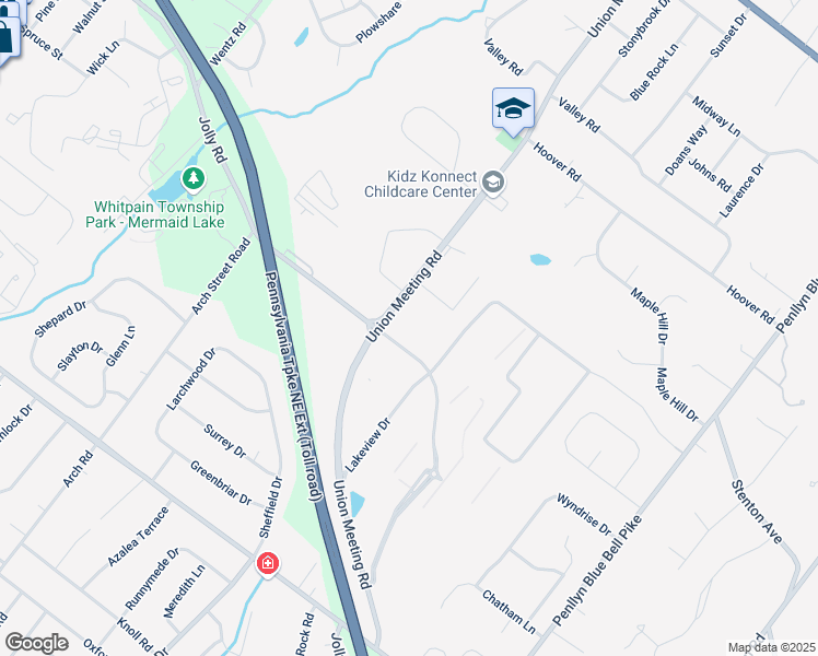 map of restaurants, bars, coffee shops, grocery stores, and more near 1450 Union Meeting Road in Blue Bell