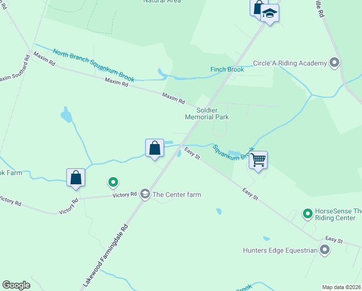 map of restaurants, bars, coffee shops, grocery stores, and more near 7 Easy Street in Howell Township