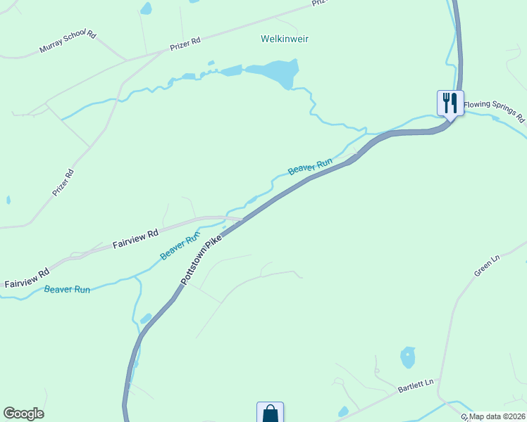 map of restaurants, bars, coffee shops, grocery stores, and more near 1798 Pottstown Pike in Chester Springs