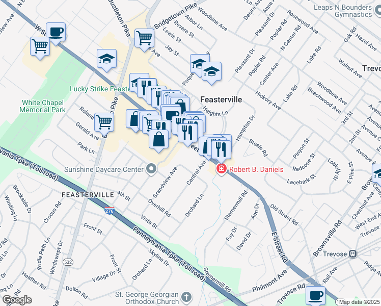 map of restaurants, bars, coffee shops, grocery stores, and more near 700 Grandview Avenue in Feasterville-Trevose