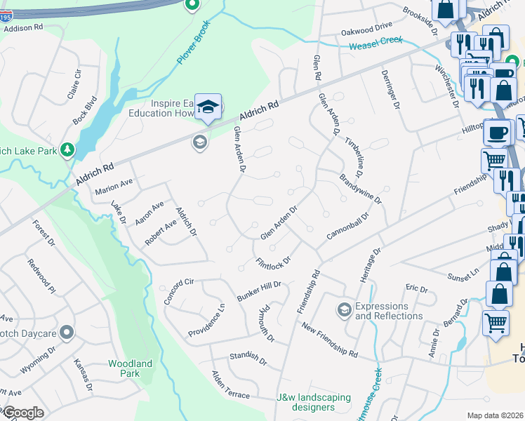 map of restaurants, bars, coffee shops, grocery stores, and more near 3 Cape Court in Howell Township