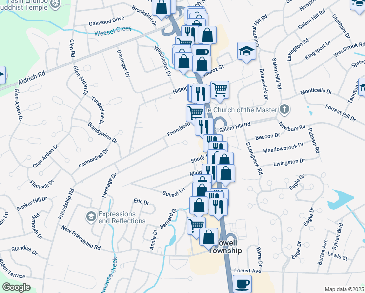 map of restaurants, bars, coffee shops, grocery stores, and more near 96 Heritage Drive in Howell Township