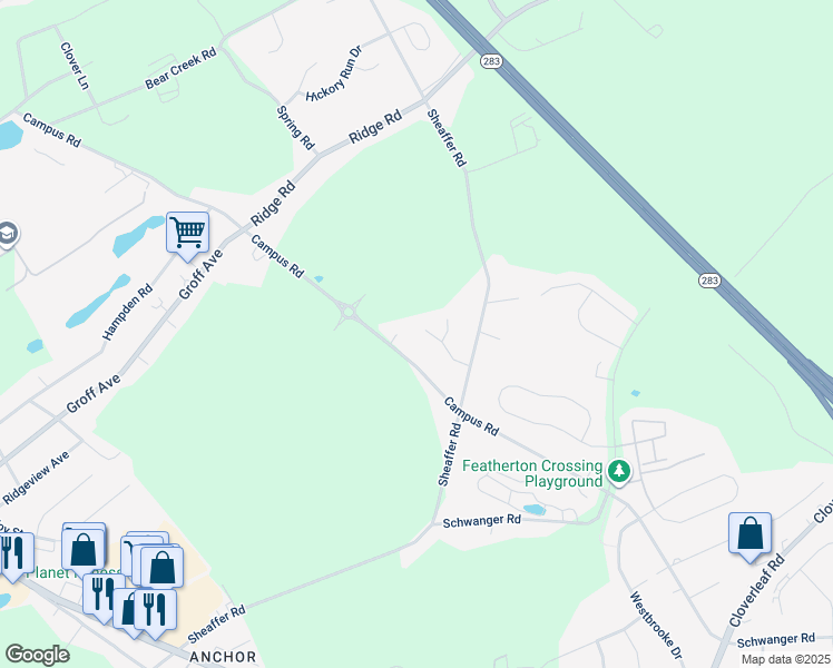 map of restaurants, bars, coffee shops, grocery stores, and more near 119 Anna Lane in Elizabethtown