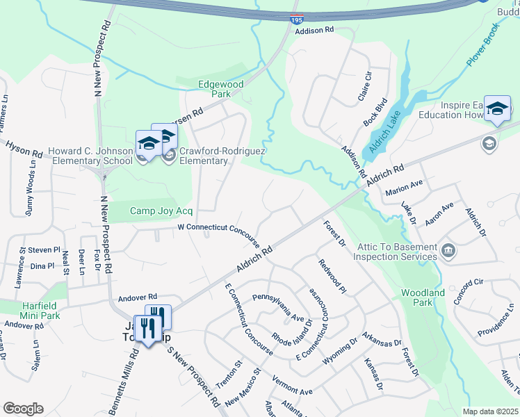 map of restaurants, bars, coffee shops, grocery stores, and more near 30 Dawn Cypress Lane in Jackson Township
