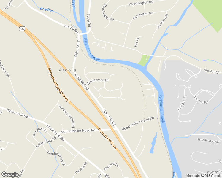 map of restaurants, bars, coffee shops, grocery stores, and more near 100 Hunt Club Drive in Collegeville