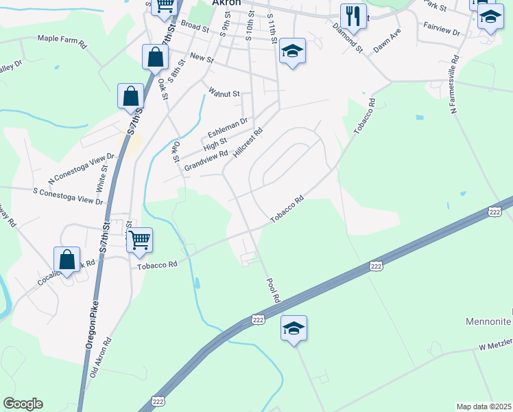 map of restaurants, bars, coffee shops, grocery stores, and more near 20 Talon Drive in Ephrata