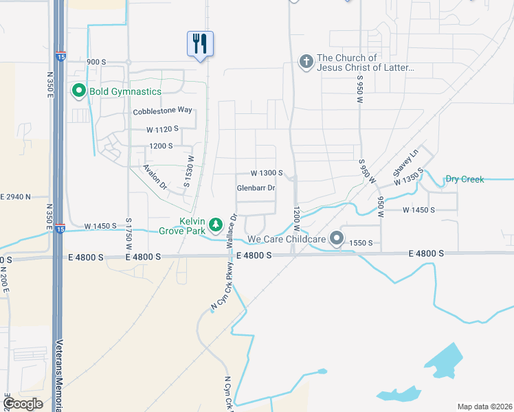 map of restaurants, bars, coffee shops, grocery stores, and more near 1348 Dunmore Drive in Springville