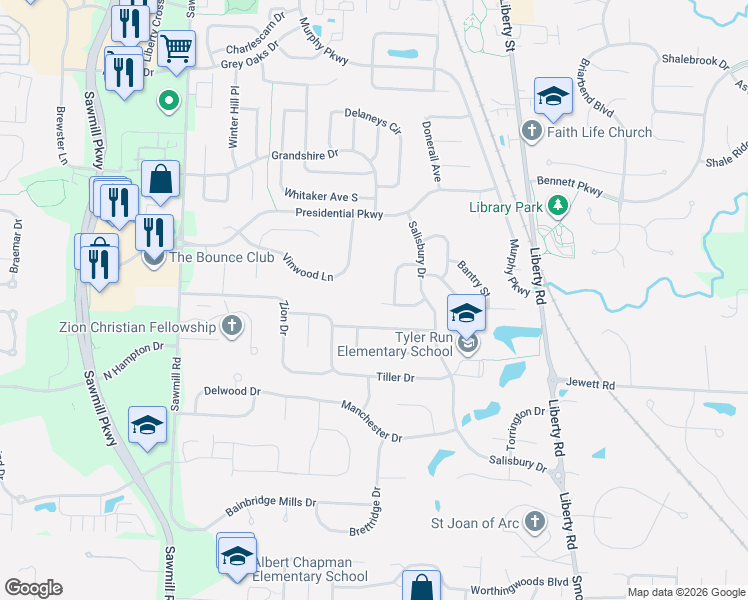 map of restaurants, bars, coffee shops, grocery stores, and more near 252 Tyler Creek Drive in Powell