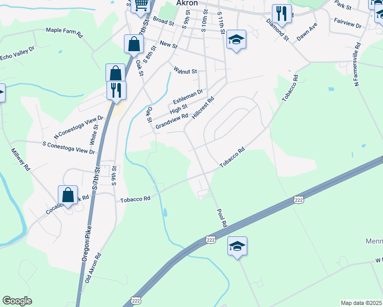 map of restaurants, bars, coffee shops, grocery stores, and more near 330 Pool Road in Ephrata