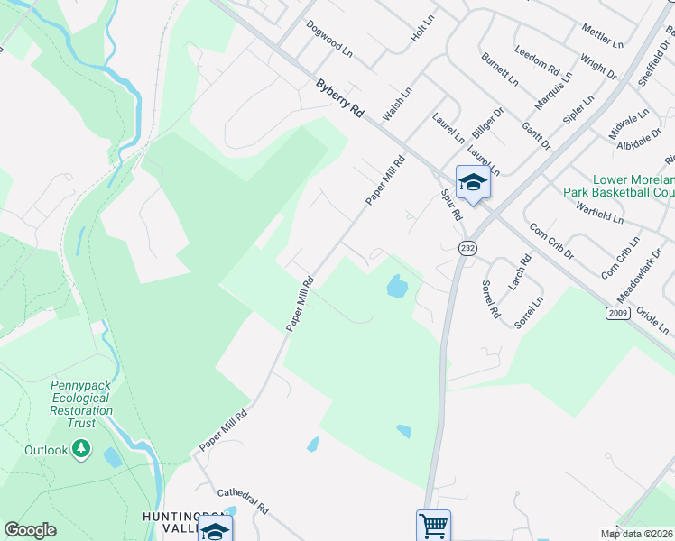 map of restaurants, bars, coffee shops, grocery stores, and more near 3271 Paper Mill Road in Montgomery County