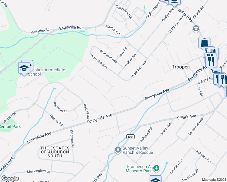 map of restaurants, bars, coffee shops, grocery stores, and more near 3109 Dobbs Court in Eagleville