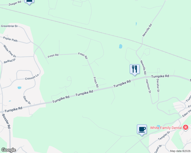 map of restaurants, bars, coffee shops, grocery stores, and more near 64 Freys Road in Elizabethtown