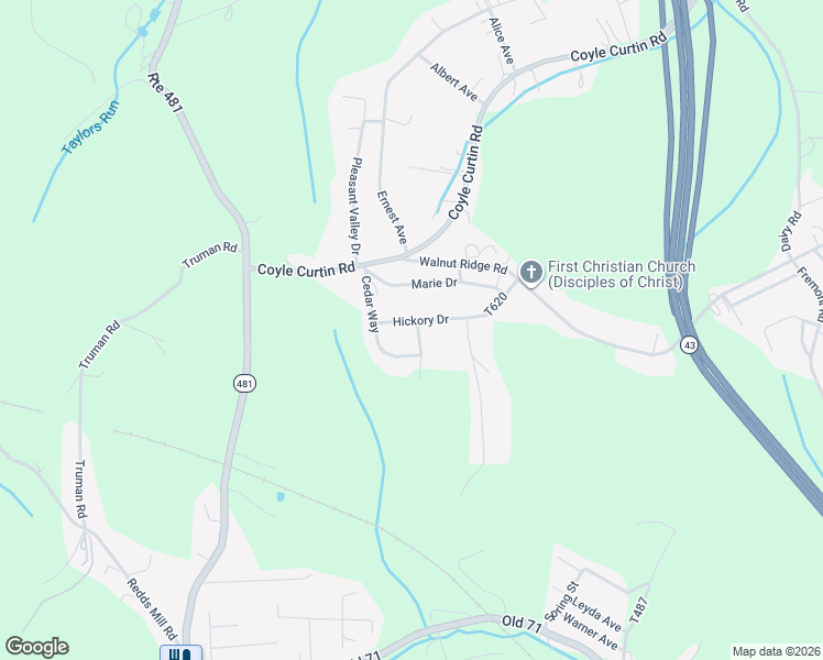 map of restaurants, bars, coffee shops, grocery stores, and more near 33 Hickory Drive in Charleroi