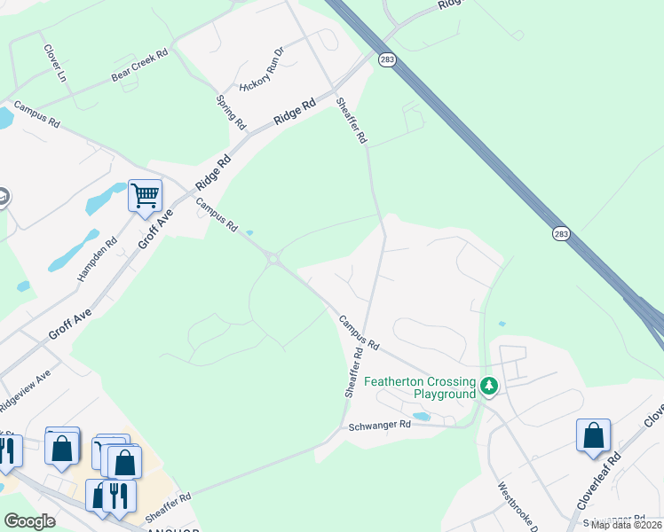 map of restaurants, bars, coffee shops, grocery stores, and more near 127 Anna Lane in Elizabethtown