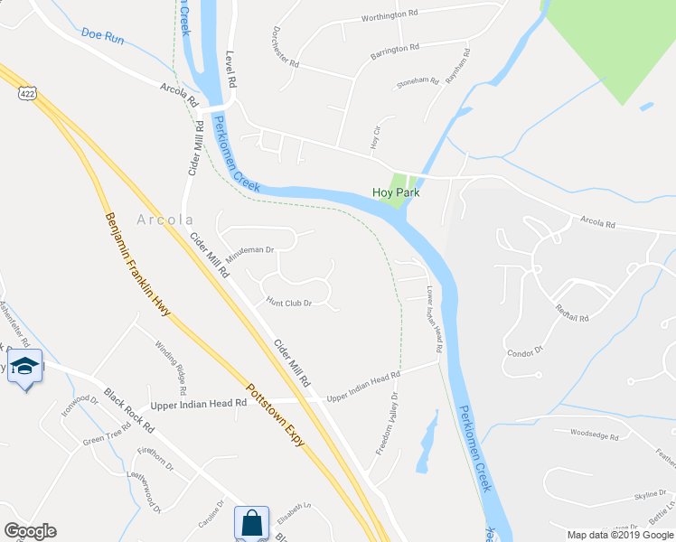 map of restaurants, bars, coffee shops, grocery stores, and more near 14 Penmore Place in Collegeville