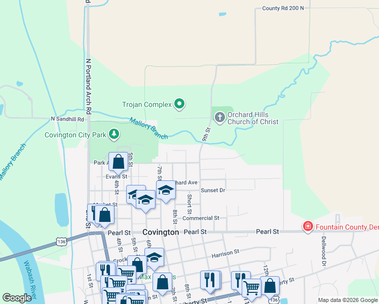 map of restaurants, bars, coffee shops, grocery stores, and more near 1408 Short Street in Covington