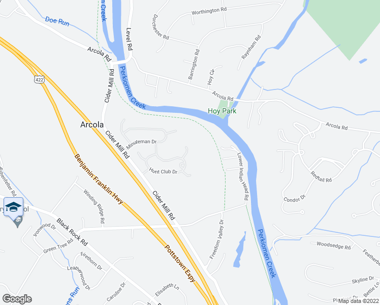 map of restaurants, bars, coffee shops, grocery stores, and more near 16 Penmore Place in Collegeville