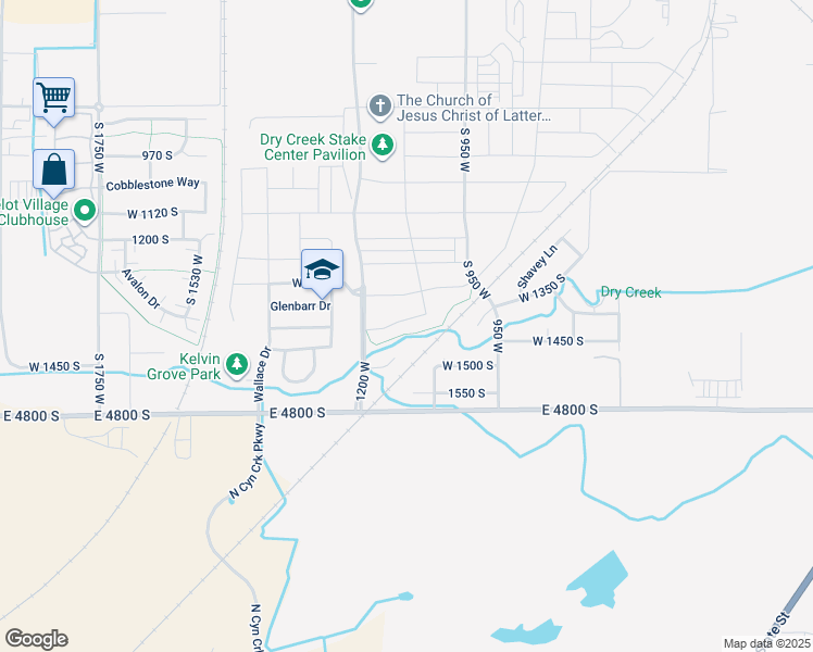 map of restaurants, bars, coffee shops, grocery stores, and more near 1131 1425 South in Springville
