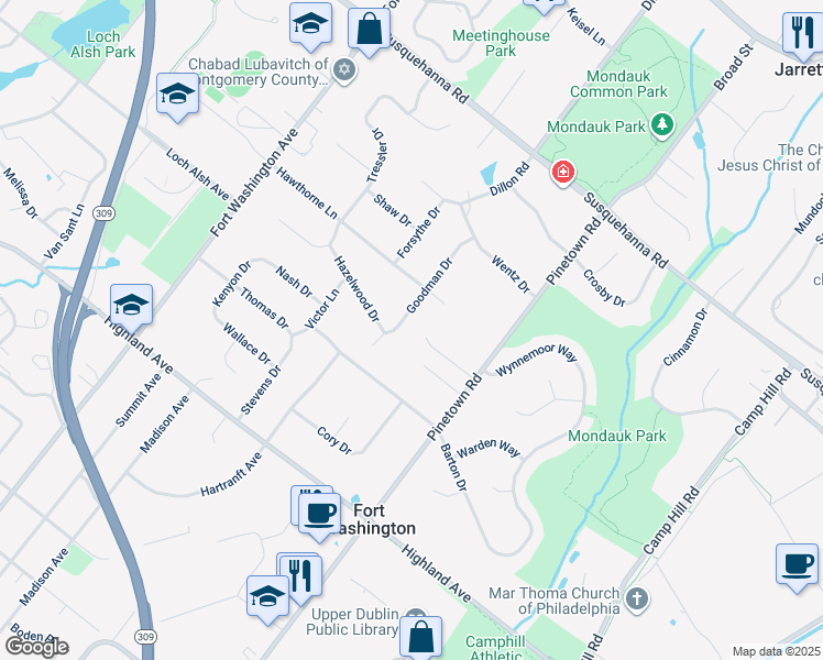 map of restaurants, bars, coffee shops, grocery stores, and more near 1149 Goodman Drive in Fort Washington