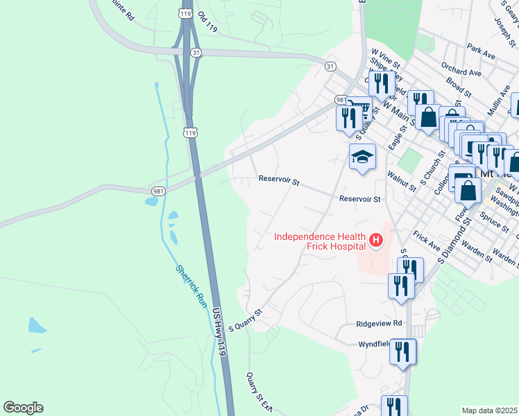 map of restaurants, bars, coffee shops, grocery stores, and more near 224R Neal Lane in Mount Pleasant